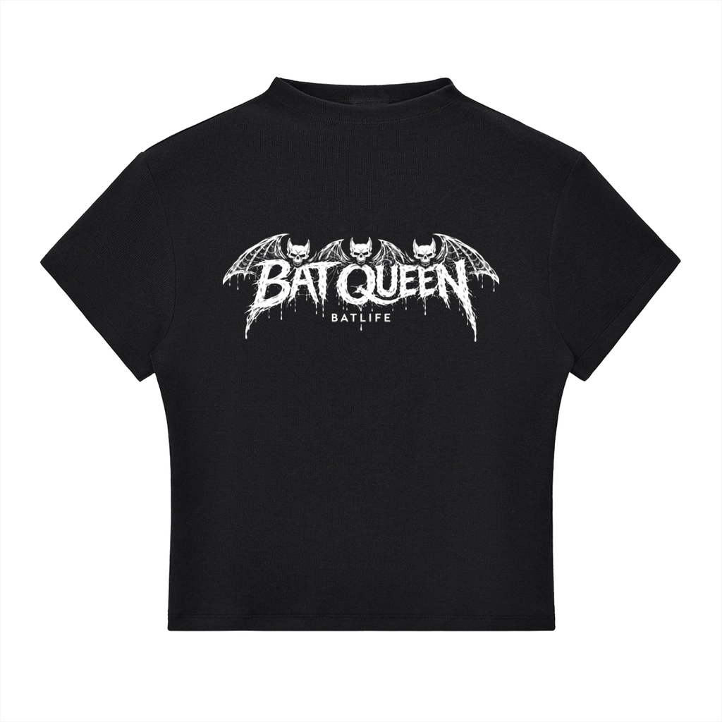 BAT QUEEN Slim Fit Mock Neck T-Shirt