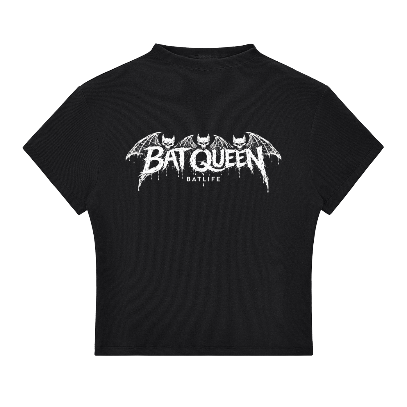 BAT QUEEN Slim Fit Mock Neck T-Shirt