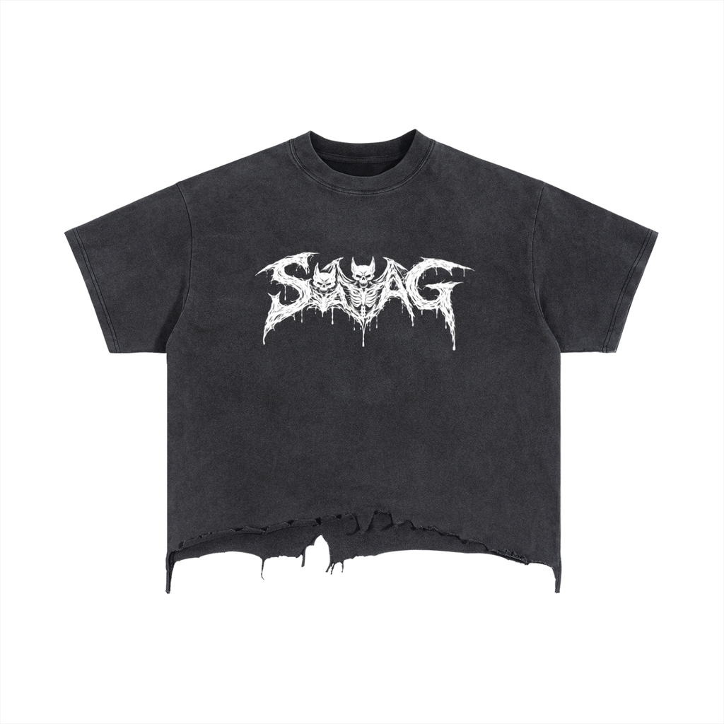 SWAG 3HEAD BAT Distressed Hem T-Shirt