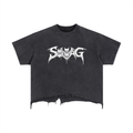SWAG 3HEAD BAT Distressed Hem T-Shirt