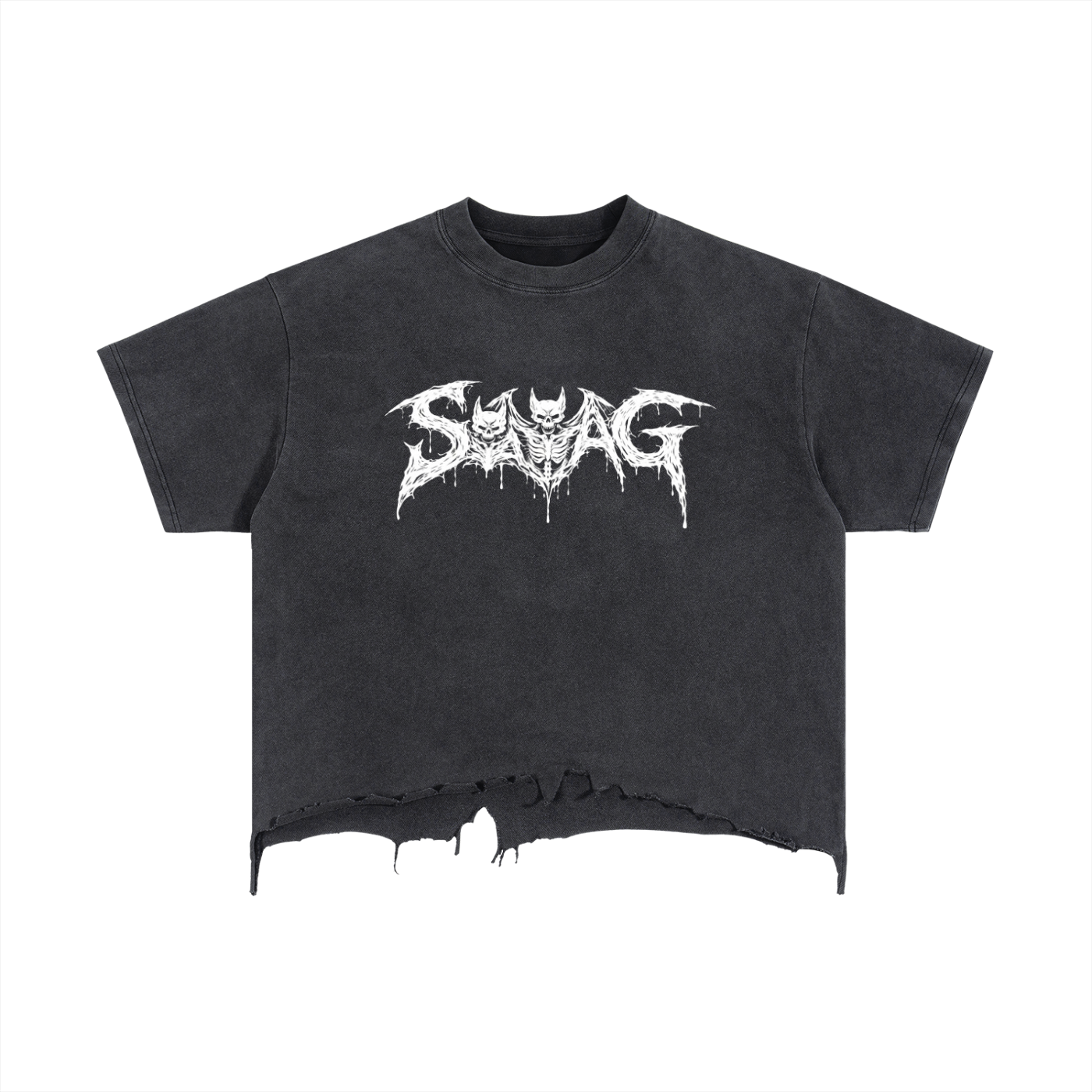 SWAG 3HEAD BAT Distressed Hem T-Shirt